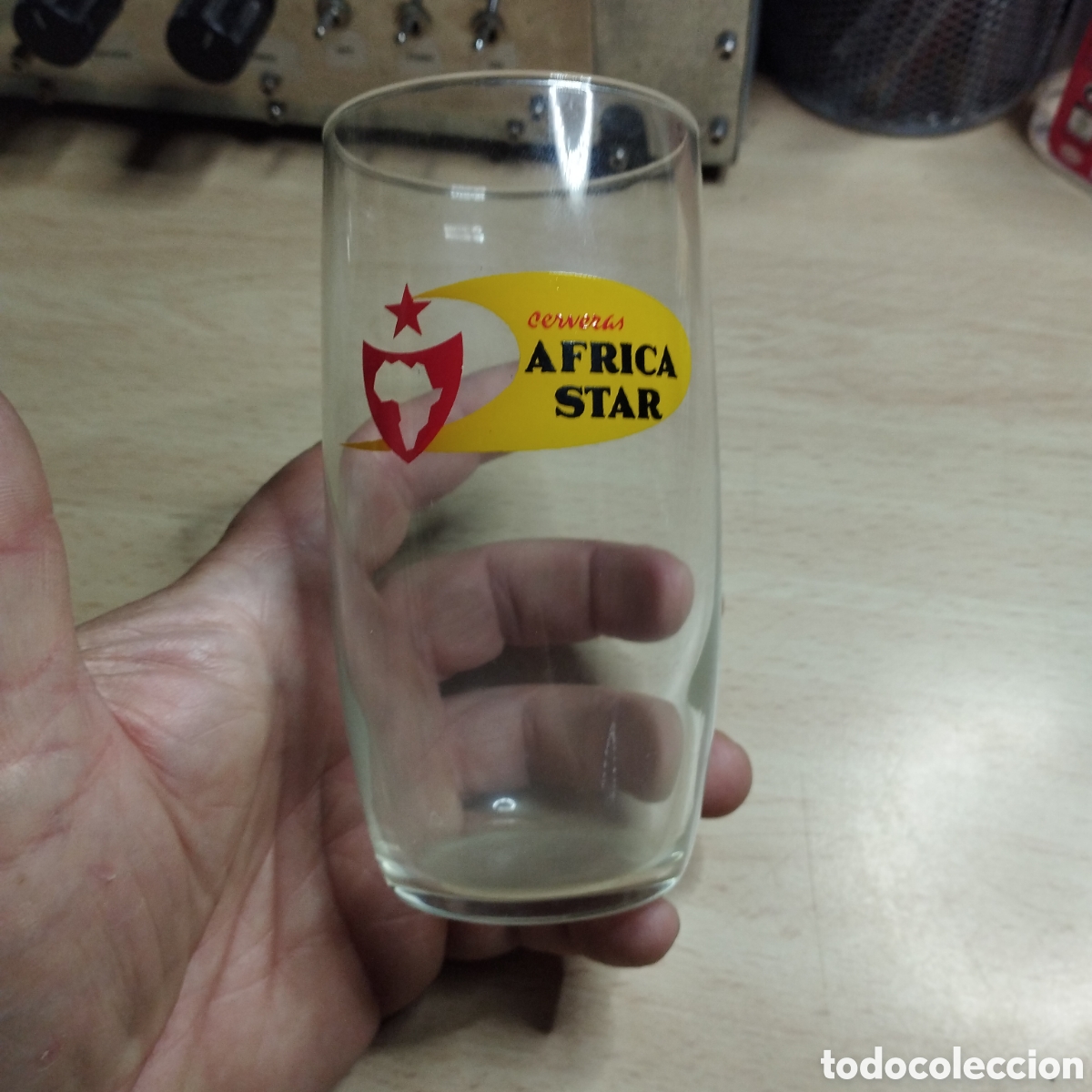 Coleccionismo de cervezas: Vaso serigraf&iacute;a. Cerveza &Aacute;frica Star. Publicidad. Antiguo.