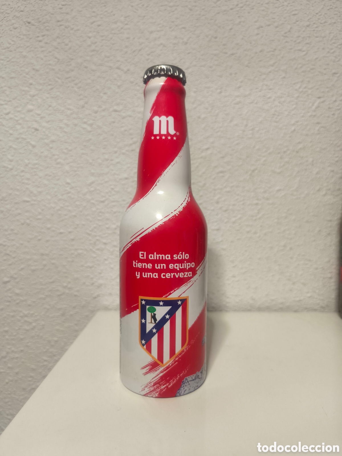 Coleccionismo de cervezas: Botella cerveza Mahou aluminio Atl&eacute;tico Madrid