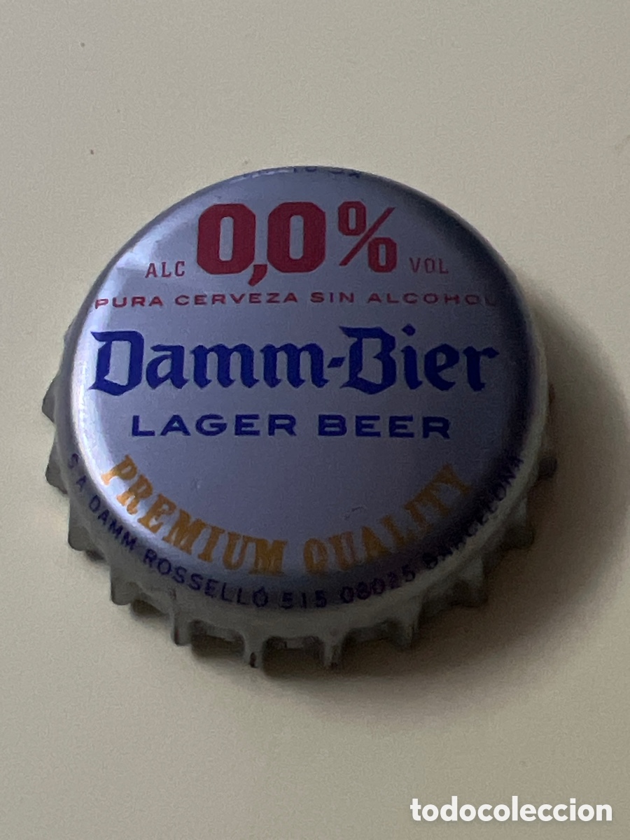 Coleccionismo de cervezas: H.Chapa, Tap&oacute;n Corona, Alc 0,0% Vol, Pura Cerveza Sin Alcohol Damm Bier, Lager Beer, Barcelona.