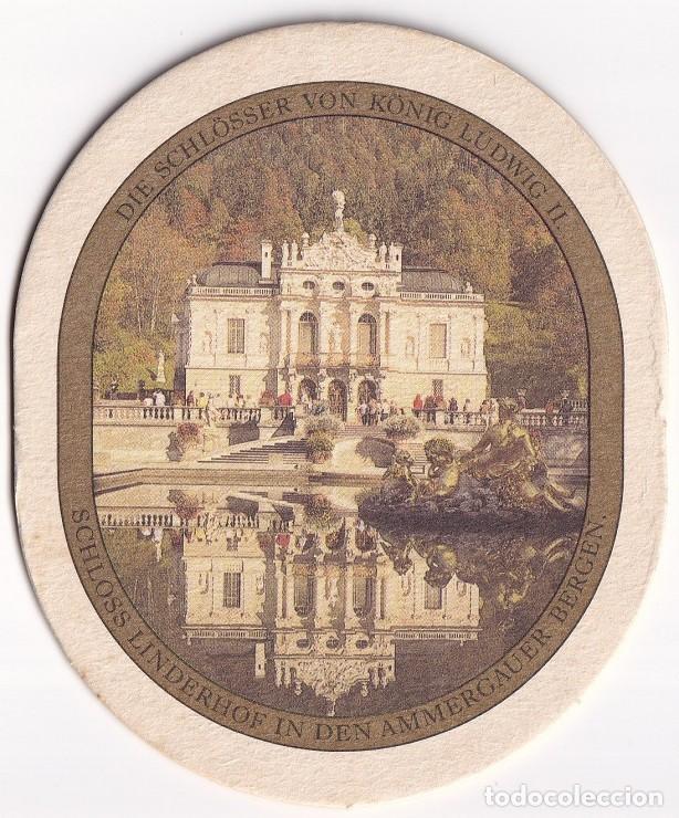 Coleccionismo de cervezas: Posavasos de cerveza alemana Prinzregent Luitpold Weissbier - Castillo Schloss Linderhof - Baviera