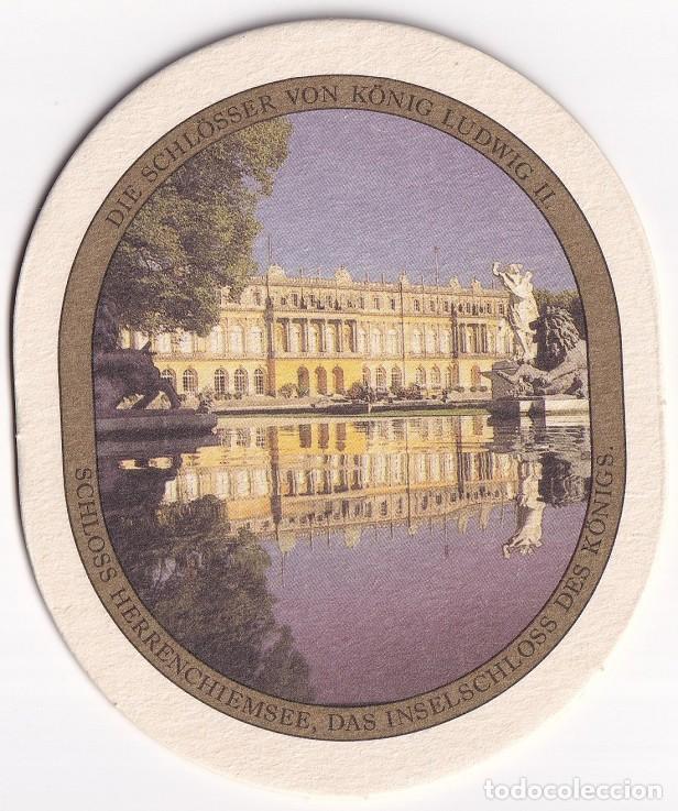 Coleccionismo de cervezas: Posavasos cerveza alemana Prinzregent Luitpold Weissbier - Palacio Schloss Herrenchiemsee , Baviera