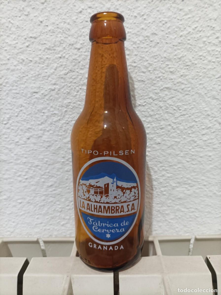 Coleccionismo de cervezas: Botella de cerveza antigua La Alhambra