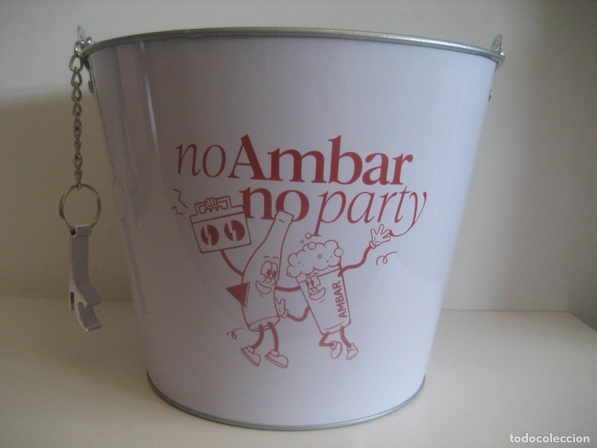 Coleccionismo de cervezas: CUBITERA CUBO METAL CERVEZA AMBAR LA ZARAGOZANA. NO AMBAR NO PARTY