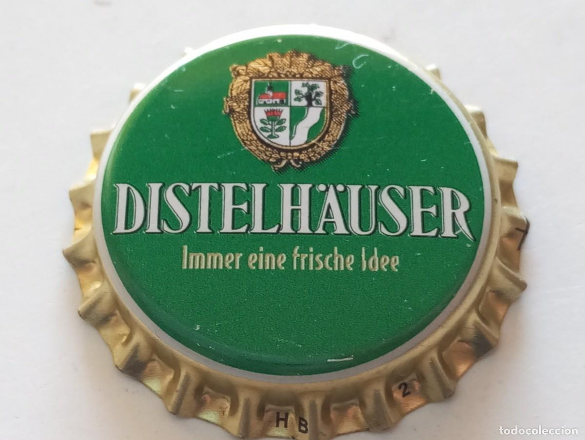 Coleccionismo de cervezas: Chapa tap&oacute;n corona NUEVO de la cerveza alemana DISTELH&Auml;USER IMMER EINE FRISCHE IDEE