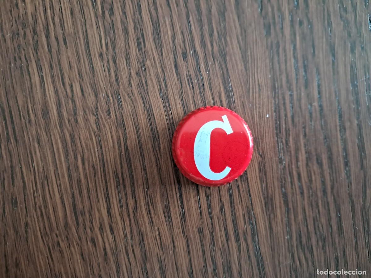 Coleccionismo de cervezas: chapa tap&oacute;n rosca de cerveza litrona, cruzcampo, roja.