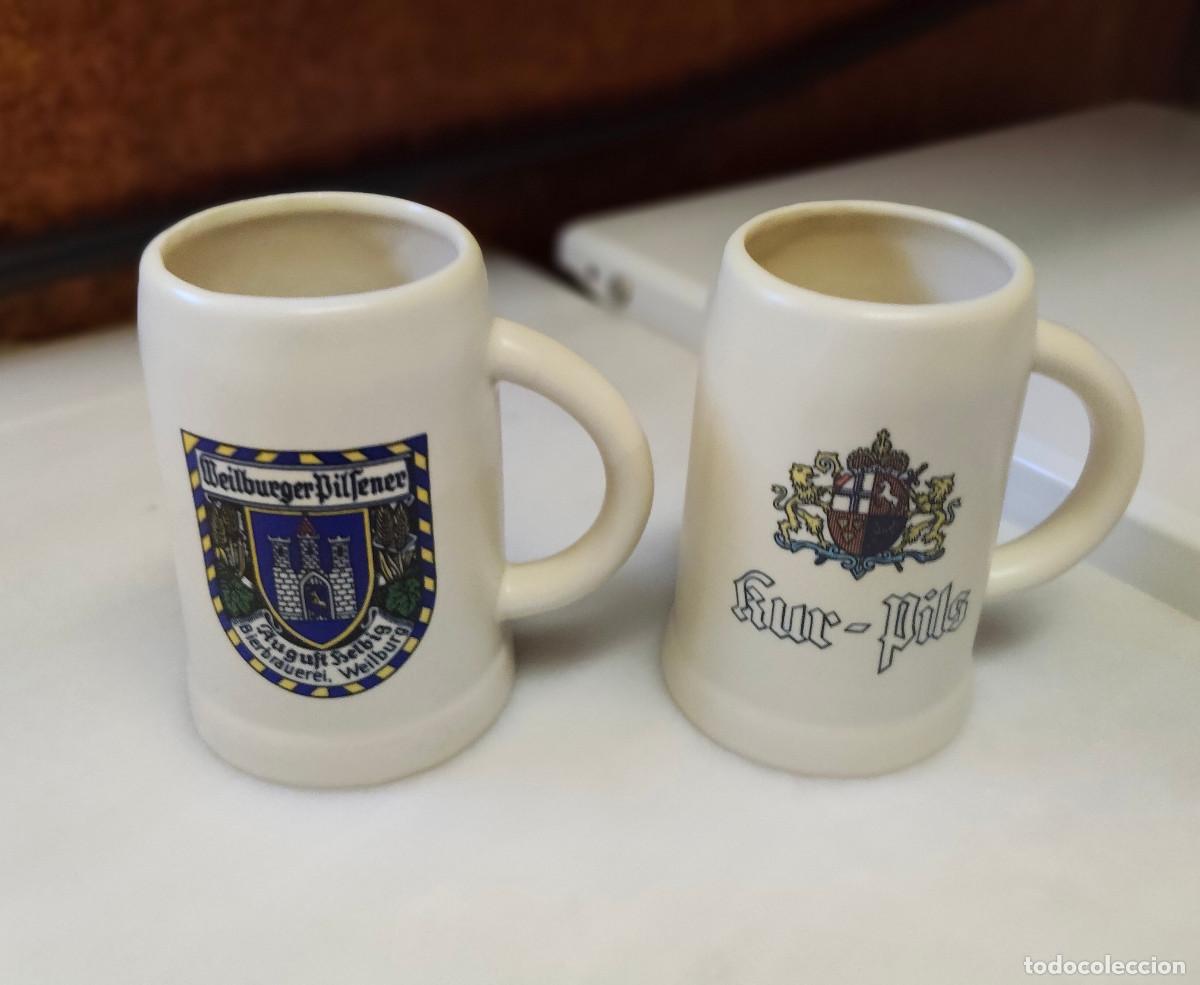 Coleccionismo de cervezas: VEZA DE CER&Aacute;MICA. MAESTROS CERVECEROS DE WEILBURGO, ALEMANIA. WEILBURGER PILSENER. 2 unid