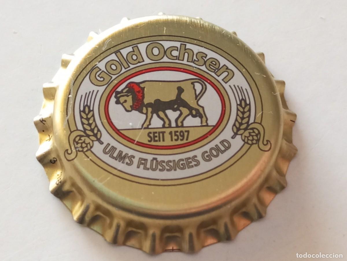 Coleccionismo de cervezas: Chapa tap&oacute;n corona NUEVO de la cerveza alemana GOLD OCHSEN - ULMS FL&Uuml;SSIGES GOLD SEIT 1597