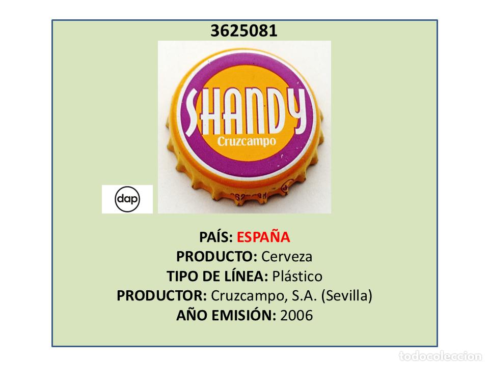 Coleccionismo de cervezas: TAPON CORONA CAPSULA CHAPA CERVEZA SHANDY CRUZCAMPO (ESPA&Ntilde;A)