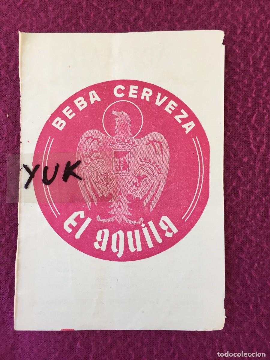Coleccionismo de cervezas: HOJA PUBLICITARIA DEL A&Ntilde;O 1958 CON PUBLICIDAD DE CERVEZAS EL AGUILA