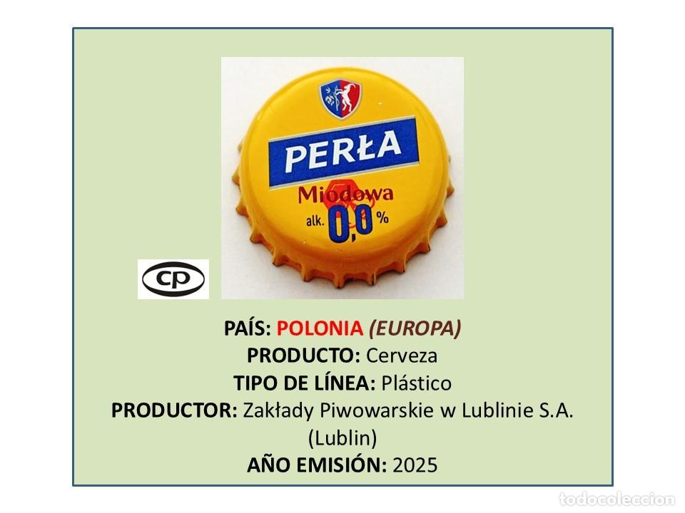 Coleccionismo de cervezas: TAPON CORONA CAPSULA CHAPA CERVEZA PERLA MIODOWA 0,0% Alc. (POLONIA)