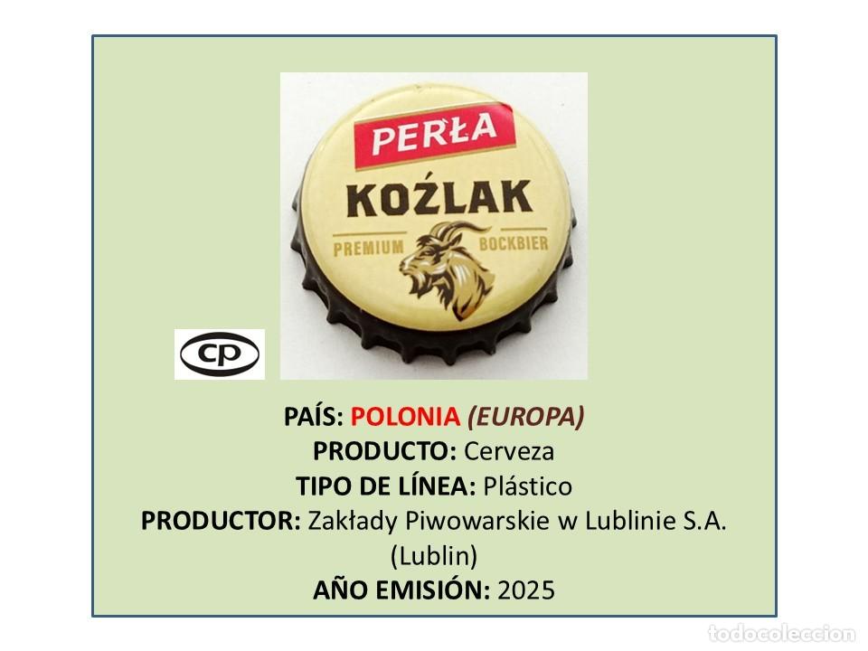 Coleccionismo de cervezas: TAPON CORONA CAPSULA CHAPA CERVEZA PERLA KOZLAK (POLONIA)