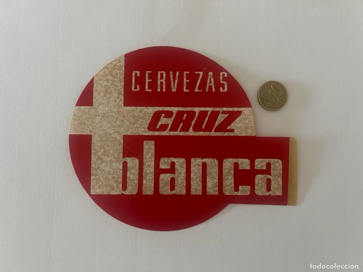 Coleccionismo de cervezas: Antigua Pegatina cerveza CRUZ BLANCA