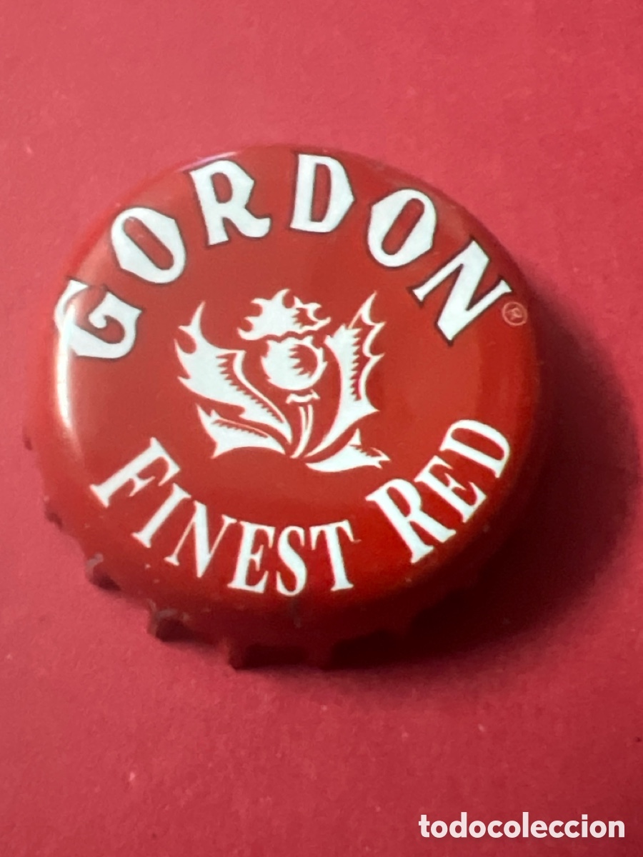 Coleccionismo de cervezas: E384. TAPON CORONA CAPSULA CHAPA CERVEZA GORDON FINEST RED (B&Eacute;LGICA)