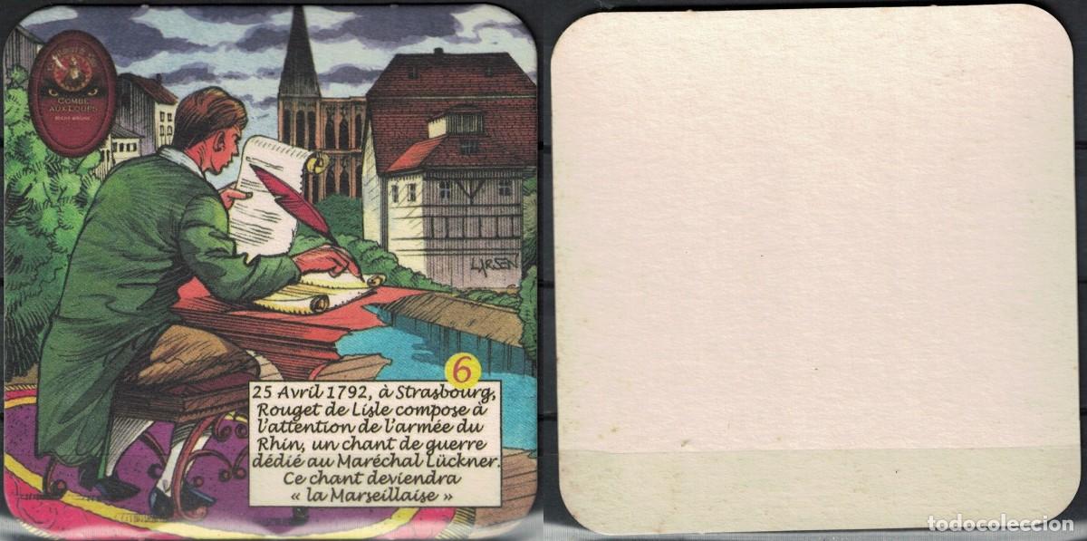 Coleccionismo de cervezas: Francia Sous Bock Beermat Coaster 6 Rouget de Lisle compose chant de guerre la Marseillaise