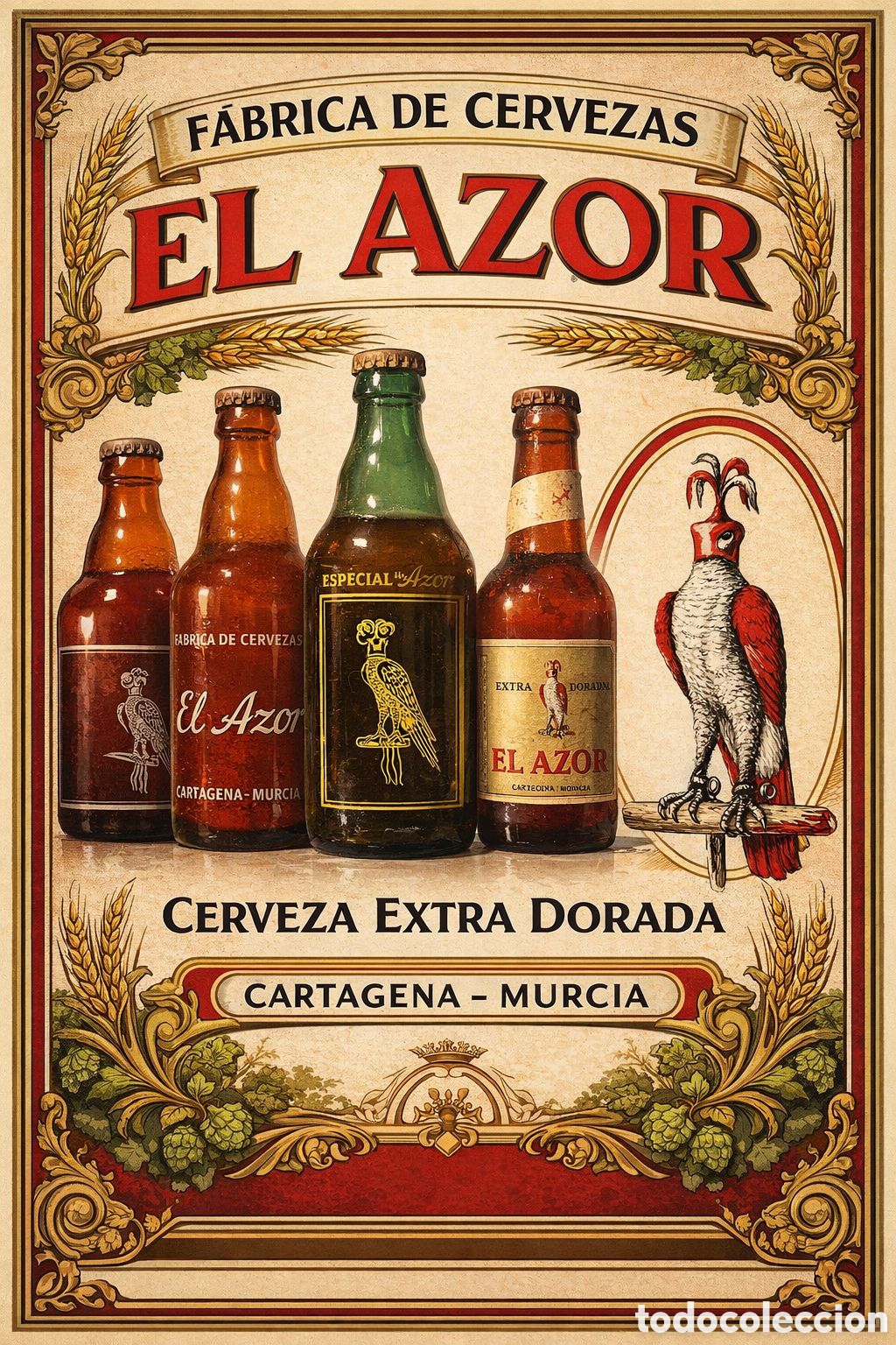 Coleccionismo de cervezas: CHAPA DE CERVEZA EL AZOR, CARTAGENA. MURCIA