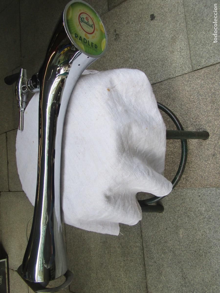 Coleccionismo de cervezas: &rdquo; RADLER GROLSCH &rdquo; GRIFO DISPENSADOR DE CERVEZA - LATON CROMADO, CARATULA FRONTAL CON LUZ EXCELENTE.