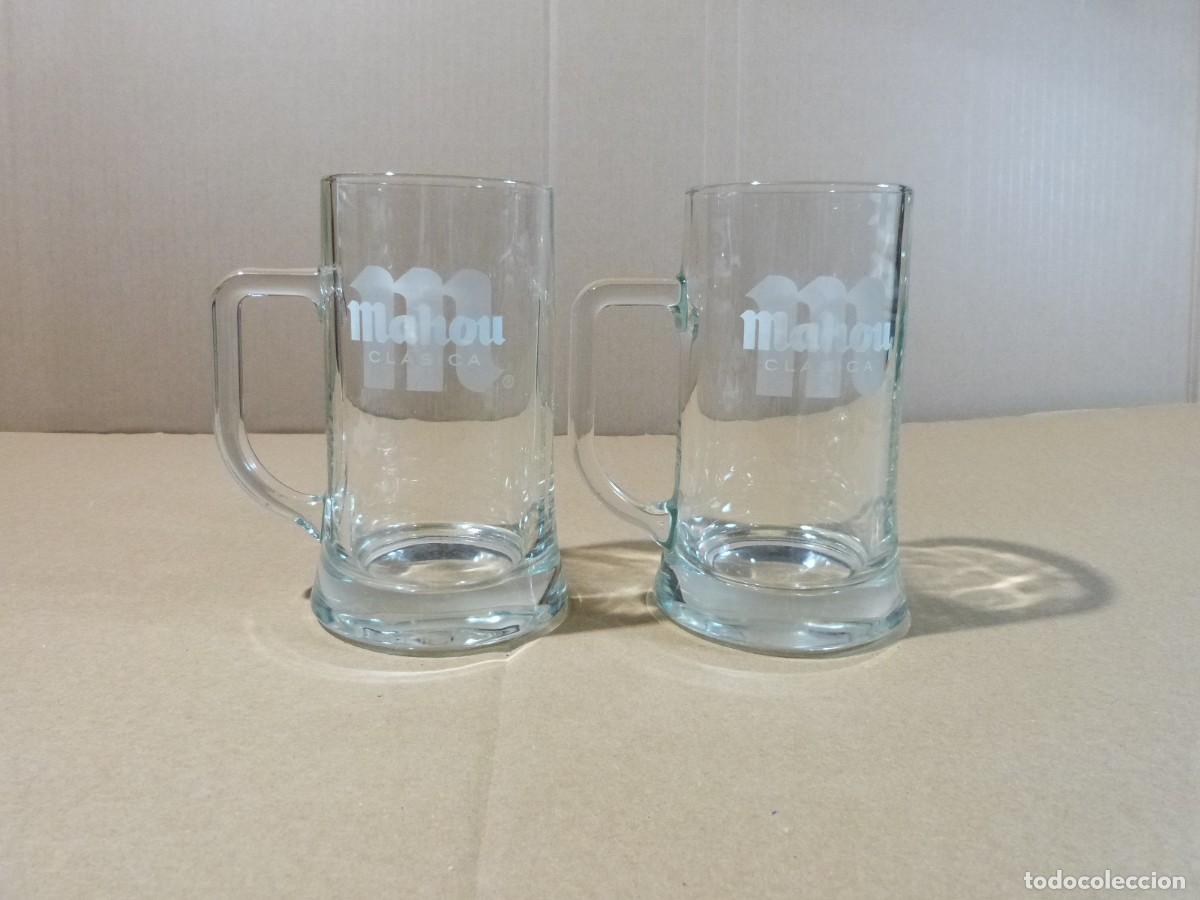 Coleccionismo de cervezas: Lote de 2 jarras de cerveza MAHOU Clasica vaso de Cerveza