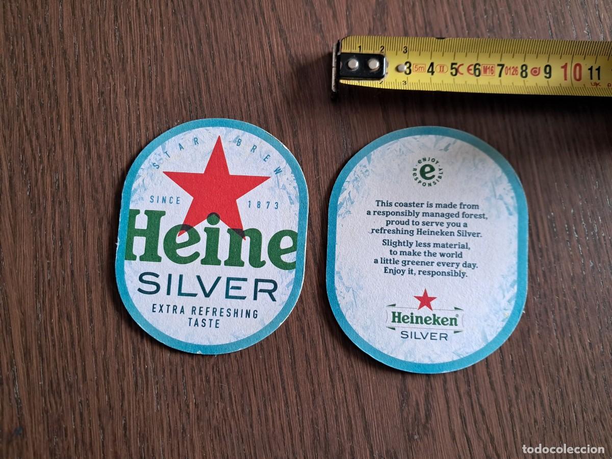 Coleccionismo de cervezas: posavasos de cerveza, heineken silver.