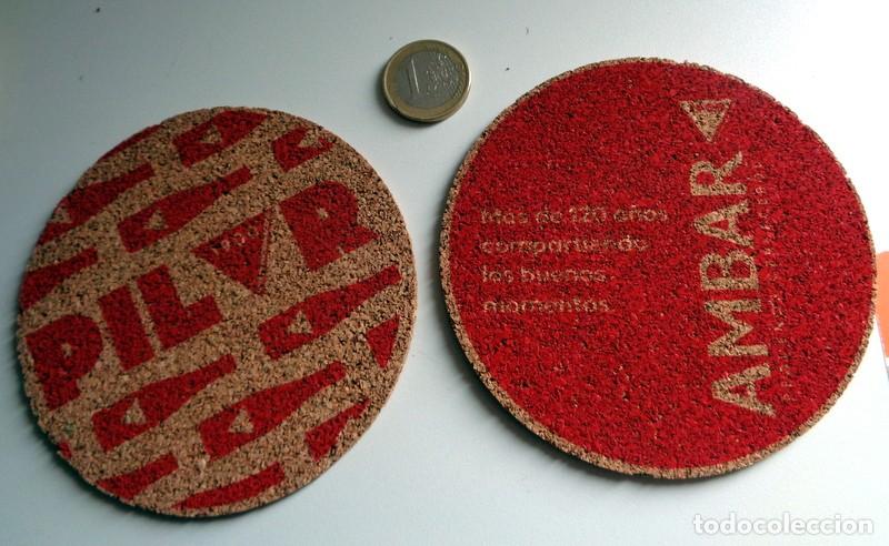 Coleccionismo de cervezas: POSAVASOS de CORCHO. RARO. CERVEZAS AMBAR LA ZARAGOZANA. FIESTAS DEL PILAR PILARES. CERVEZA