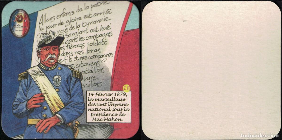 Coleccionismo de cervezas: France Sous Bock Beermat Coaster 18 Rouget de Lisle Marseillaise devient hymne national sous Mac Mah