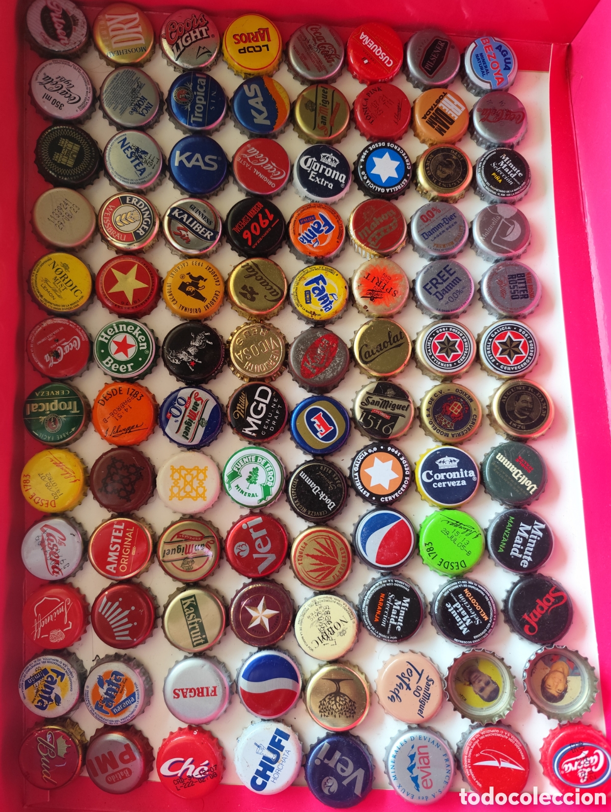 Coleccionismo de cervezas: Lote de chapas de cerveza y bebidas
