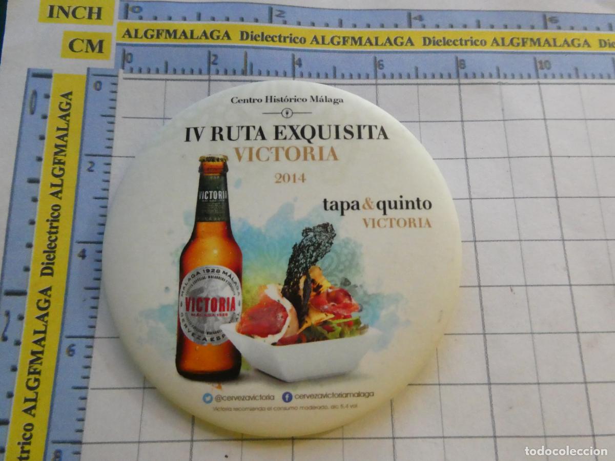 Coleccionismo de cervezas: GRAN CHAPA INSIGNIA BROCHE DE CERVEZA VICTORIA CENTRO HIST&Oacute;RICO M&Aacute;LAGA 2014 RUTA TAPA EXQUISITA