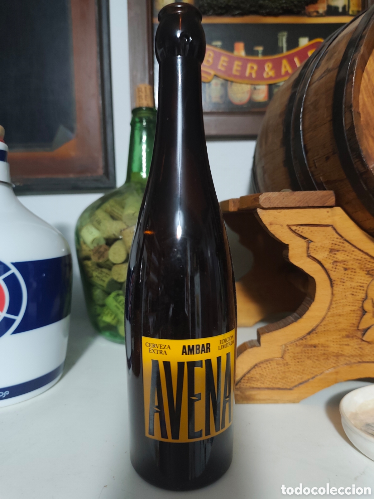 Coleccionismo de cervezas: Botella cerveza &aacute;mbar avena
