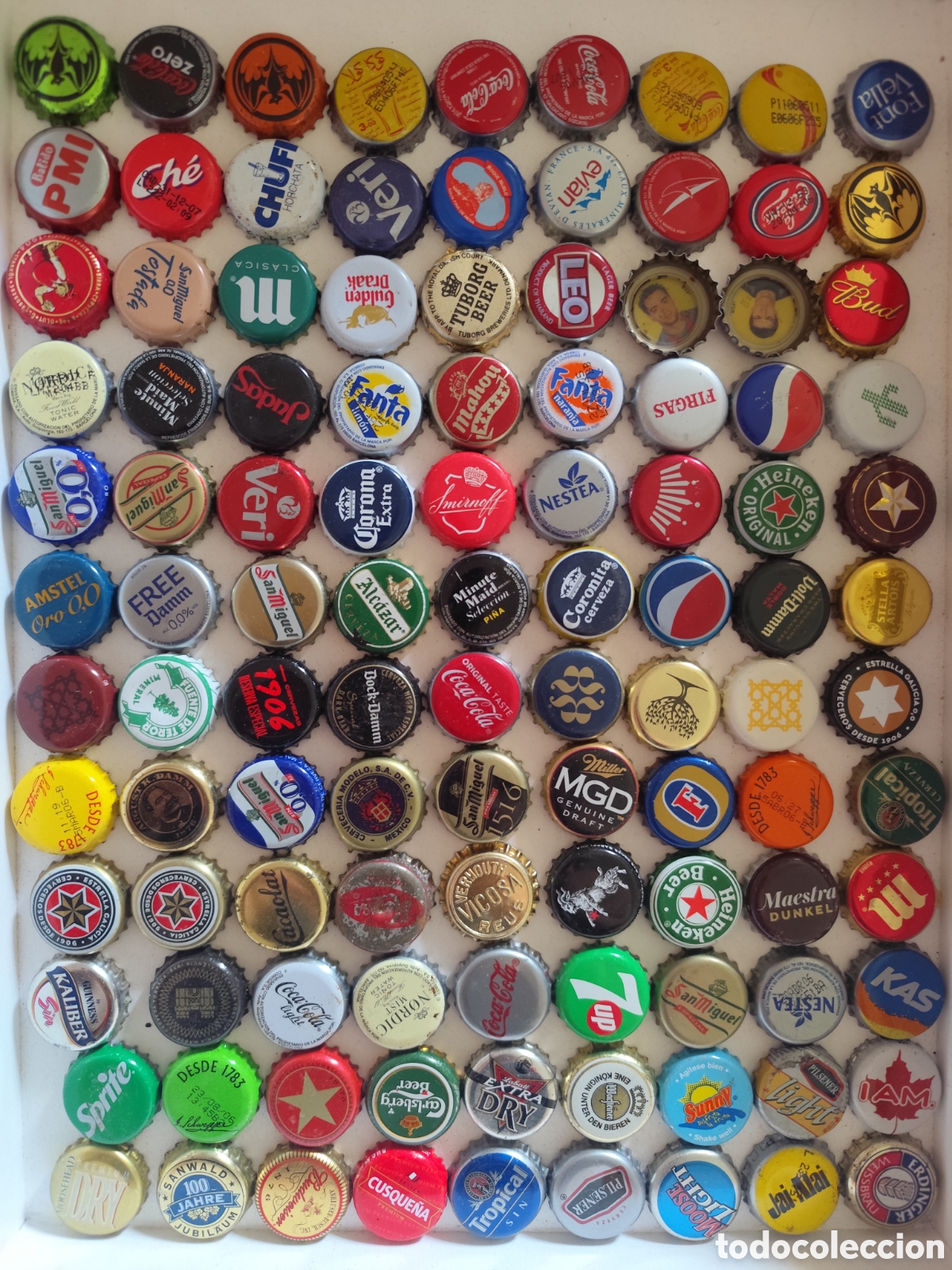 Coleccionismo de cervezas: Lote de chapas de cerveza y bebidas
