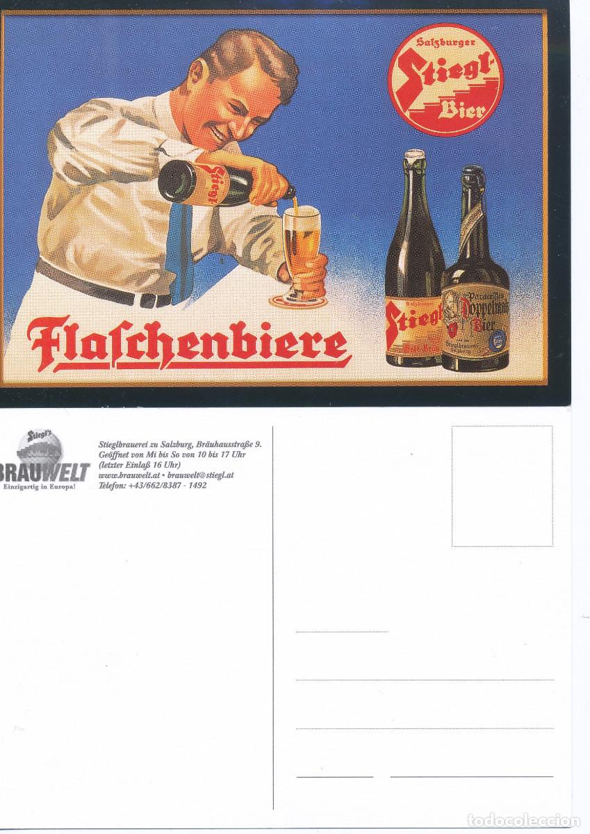 Coleccionismo de cervezas: postal publicitaria cervecer&iacute;a austriaca Stiegl Salzburgo