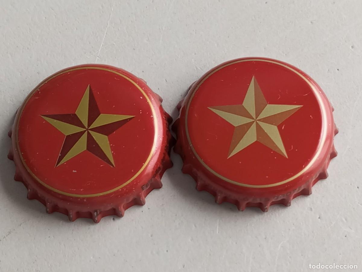 Coleccionismo de cervezas: Lote de 2 chapas tap&oacute;n corona DIFERENTES de la cerveza espa&ntilde;ola ESTRELLA DEL SUR