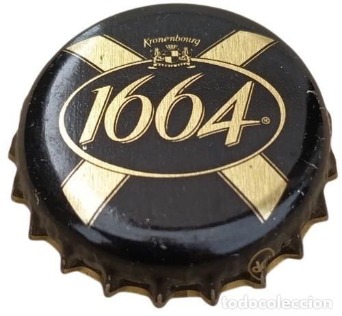 Coleccionismo de cervezas: Francia Capsule Bi&egrave;re de D&eacute;gustation Crown Cap Beer 1664 Mill&eacute;sime Brassin de l'Ann&eacute;e noire et dor&eacute;e