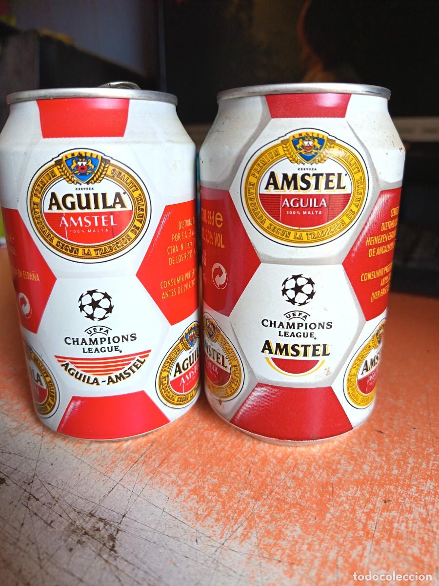 Coleccionismo de cervezas: Diferentes latas cerveza Aguila-Amstel / Amstel-Aguila. Champions league