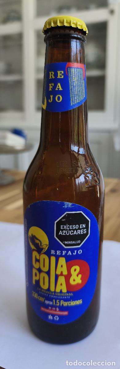 Coleccionismo de cervezas: BOTELLA VACIA con ETIQUETAS y CHAPA TAPON CORONA - REFAJO COLA POLA - COLOMBIA