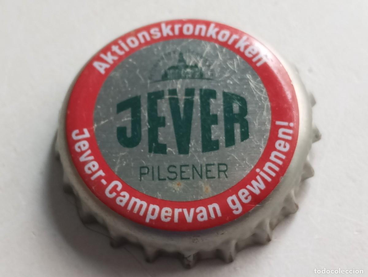 Coleccionismo de cervezas: Chapa tap&oacute;n corona de la cerveza alemana JEVER PILSENER AKTIONSKRONKORKEN JEVER-CAMPERVAN GEWINNEN!