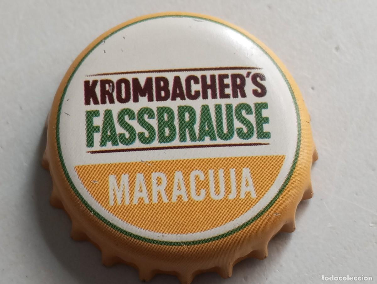 Coleccionismo de cervezas: Chapa tap&oacute;n corona de la cerveza alemana KROMBACHER'S FASSBRAUSE (en verde) MARACUJA
