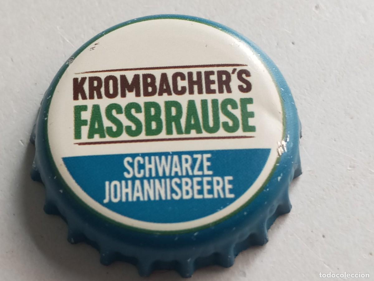 Coleccionismo de cervezas: Chapa tap&oacute;n corona de la cerveza alemana KROMBACHER'S FASSBRAUSE (en verde) SCHWARZE JOHANNISBEERE