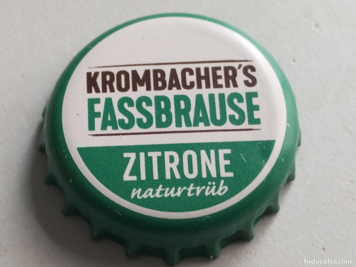 Coleccionismo de cervezas: Chapa tap&oacute;n corona de la cerveza alemana KROMBACHER'S FASSBRAUSE (verde) ZITRONE NATURTR&Uuml;B (verde)