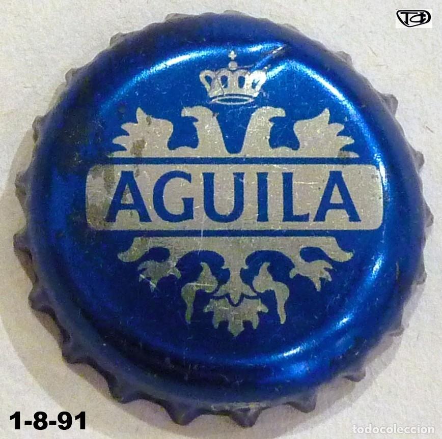 Coleccionismo de cervezas: Chapa cerveza AGUILA bic&eacute;fala azul xapa kronkorken bottle cap capsule tappi