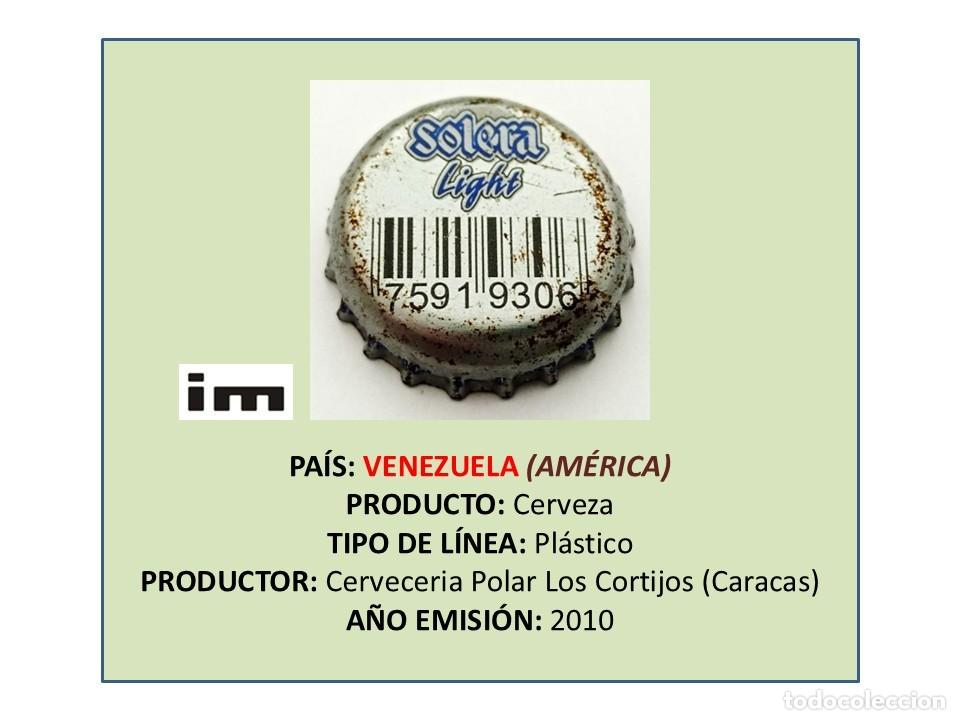 Coleccionismo de cervezas: TAPON CORONA CAPSULA CHAPA CERVEZA SOLERA LIGHT (VENEZUELA)