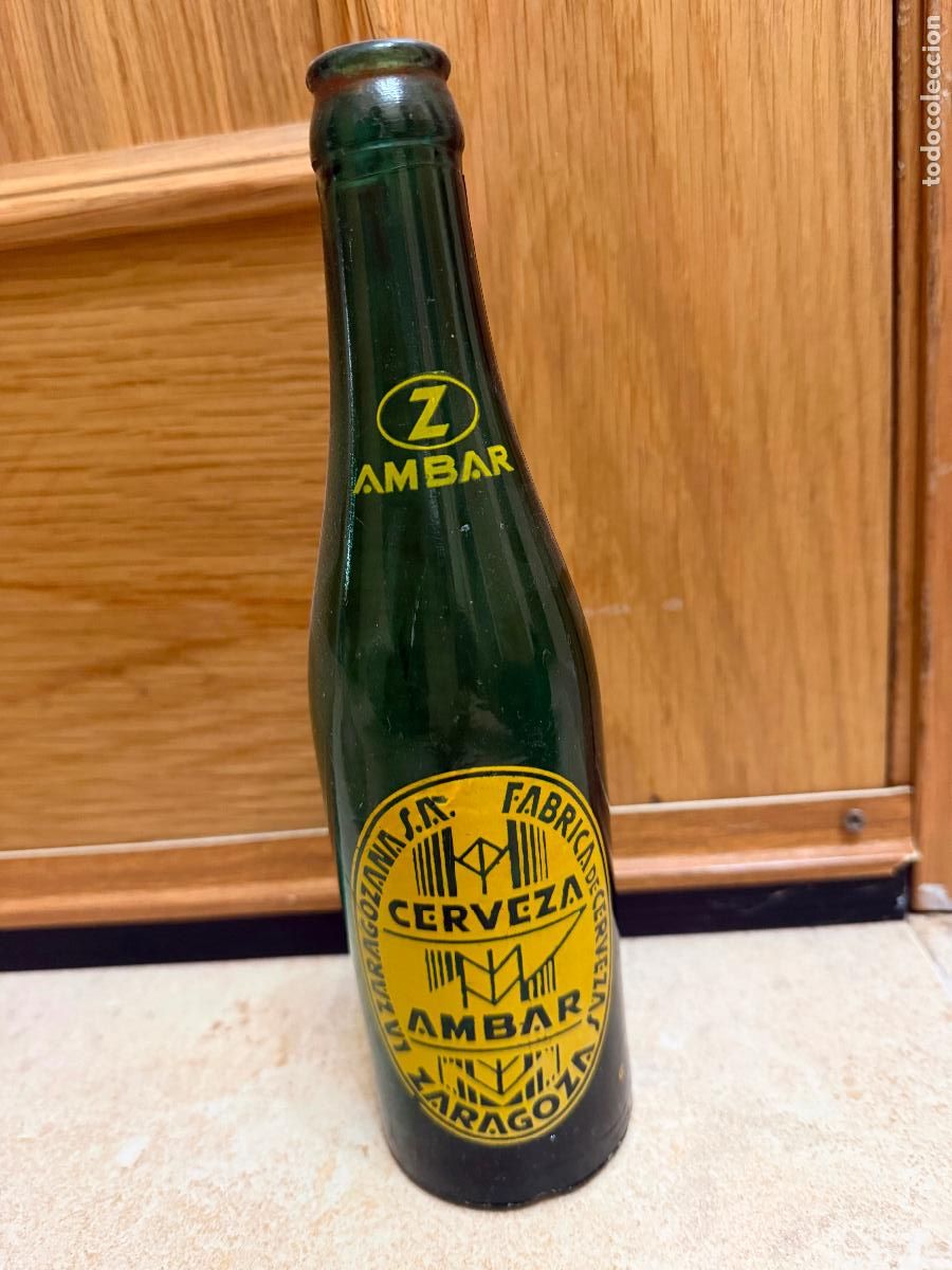 Coleccionismo de cervezas: Botella verde 1/3 sin relieve la zaragozana