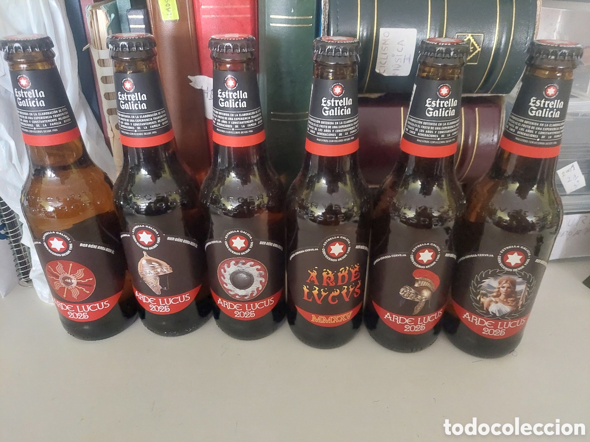 Coleccionismo de cervezas: 2025 ARDE LVCVS LUGO BOTELLAS LLENAS ESTRELLA GALICIA