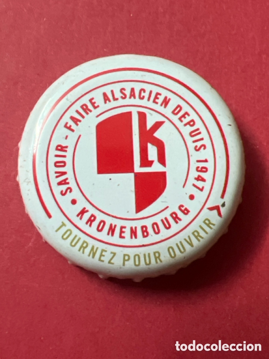 Coleccionismo de cervezas: T4/X38/M1. Chapa tap&oacute;n corona de la cerveza francesa KRONENBOURG SAVOIR FAIRE ALSACIEN DEPUIS 1947