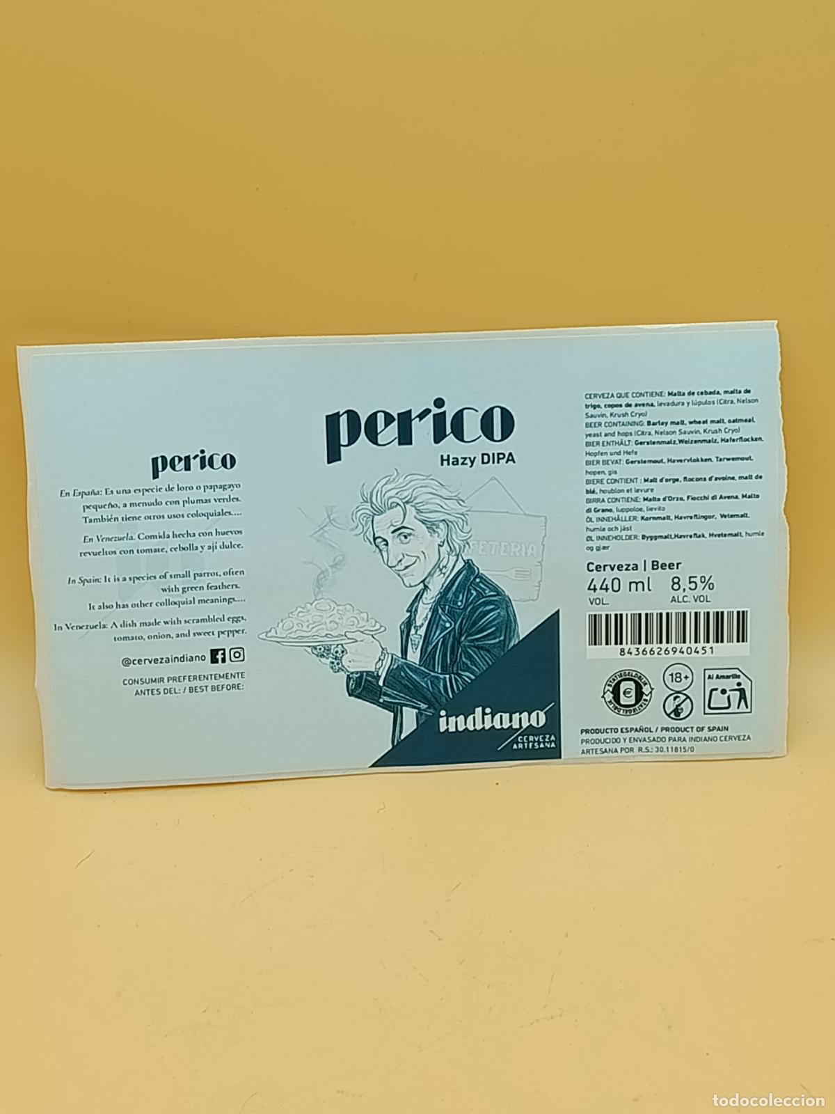 Coleccionismo de cervezas: ETIQUETA CALEYA. PERICO. CERVEZA ARTESANAL ASTURIANA. SIN PEGAR. 19CM X 11CM APROXIMADAMENTE.