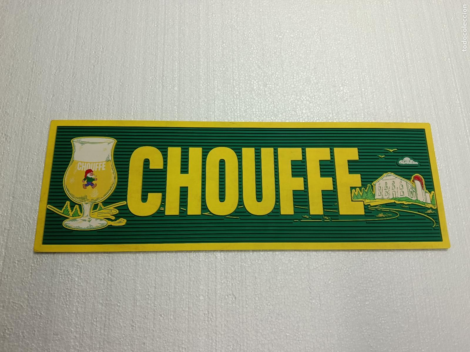 Coleccionismo de cervezas: ALFOMBRA DE GOMA CERVEZA CHOUFFE. 60CM X 20CM APROXIMADAMENTE. POCO USO.
