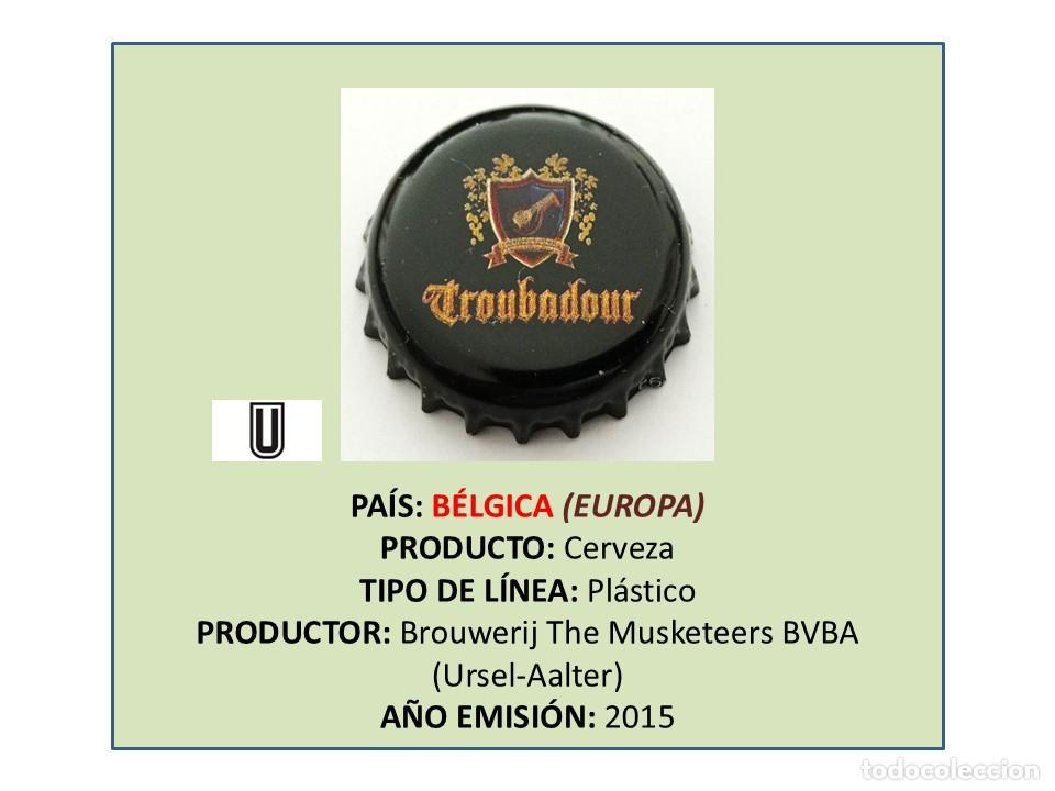 Coleccionismo de cervezas: TAPON CORONA CAPSULA CHAPA CERVEZA TROUBADOUR (B&Eacute;LGICA)