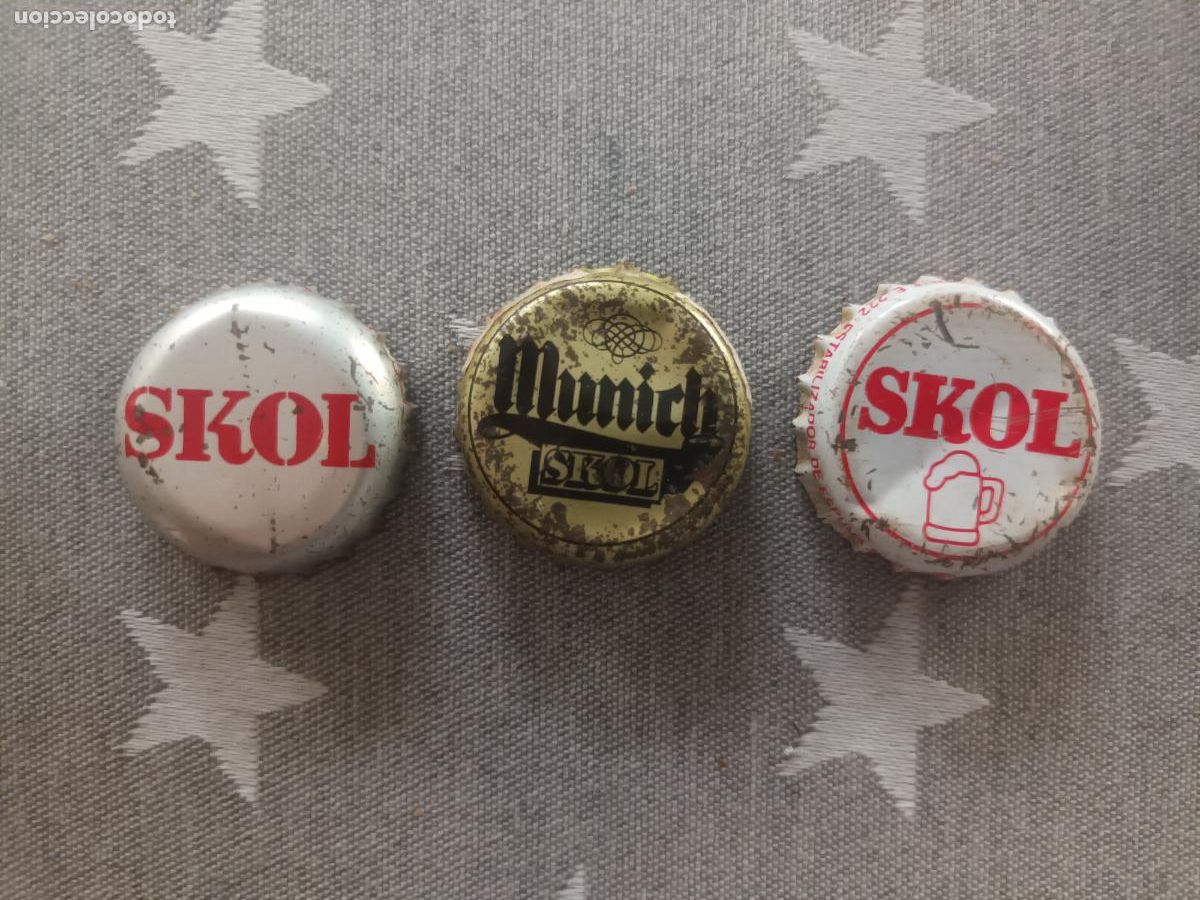 Coleccionismo de cervezas: LOTE CHAPA TAPON CERVEZA SKOL, MUNICH
