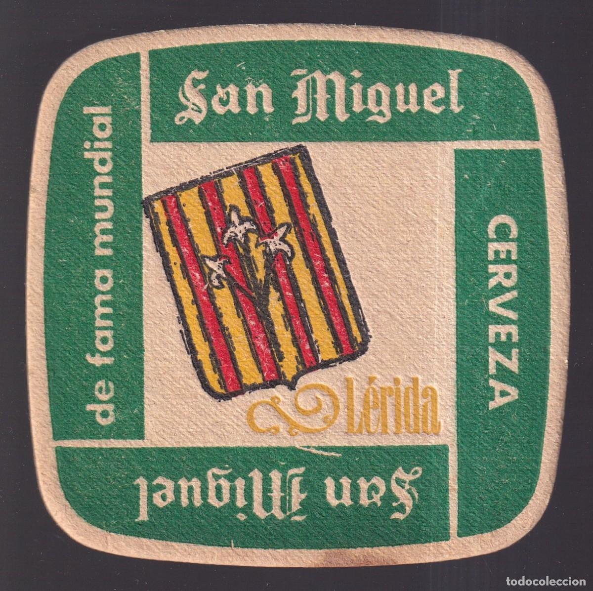 Coleccionismo de cervezas: *Cerveza San Miguel* Lote 2 posavasos, L&eacute;rida y Oviedo.