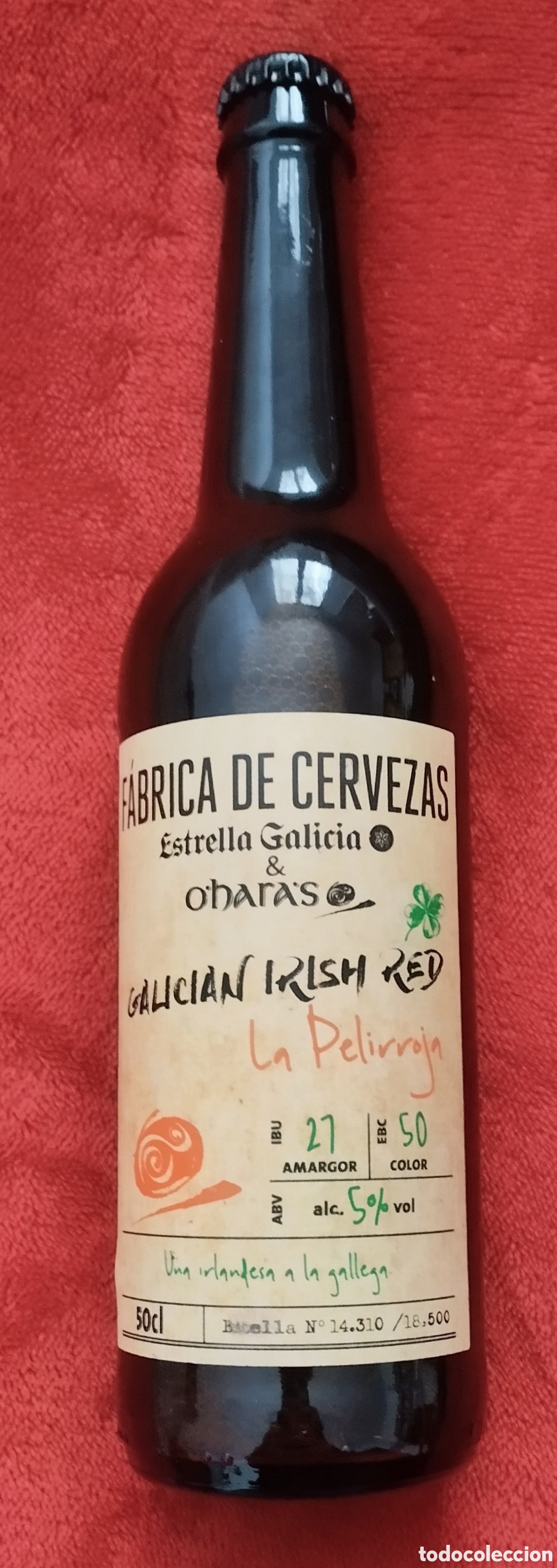 Coleccionismo de cervezas: BOTELLA F&Aacute;BRICA DE CERVEZAS ESTRELLA GALICIA edici&oacute;n PRIMERA especial 50cl OHARA'S GALICIA IRISH RED