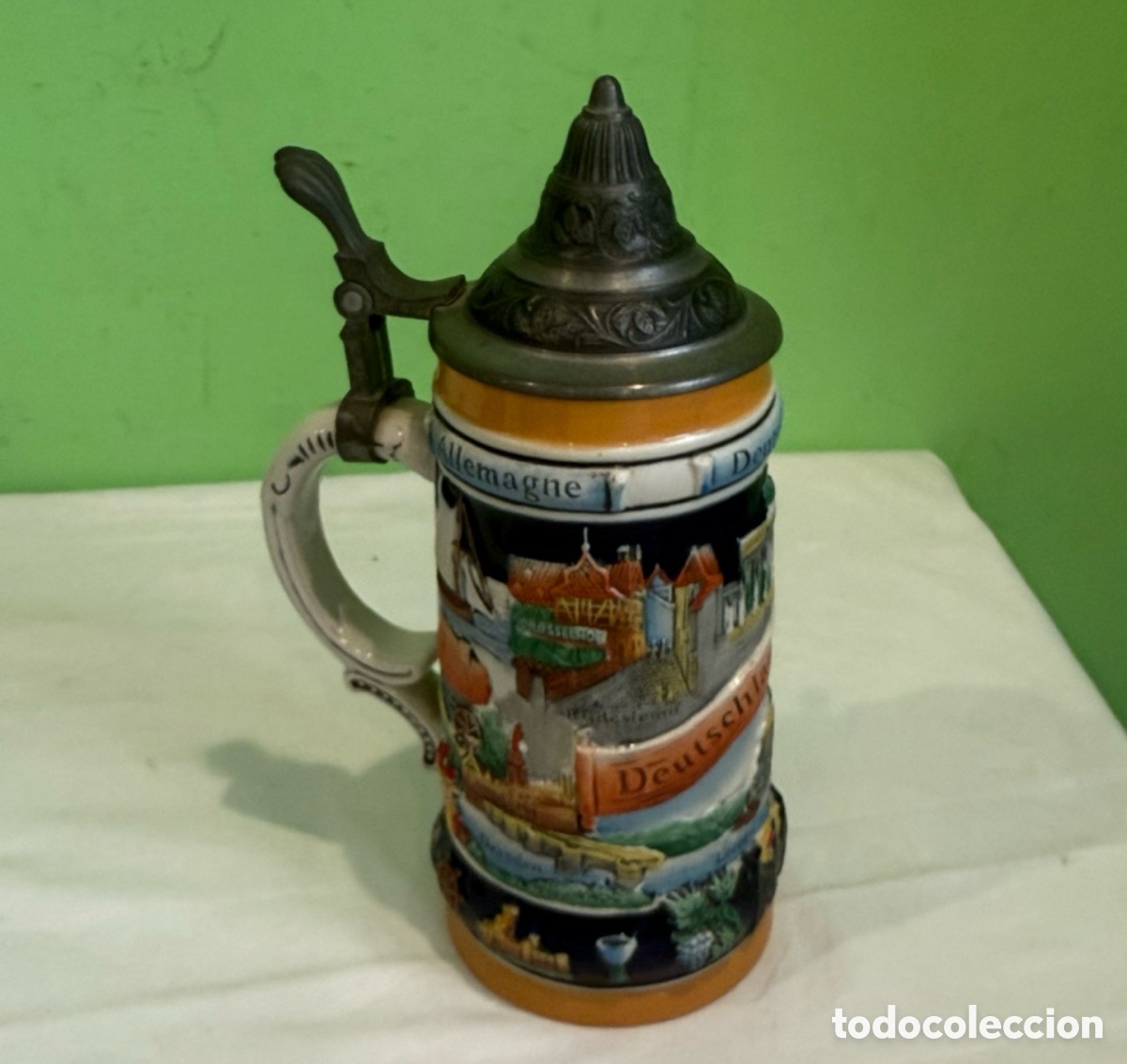 Coleccionismo de cervezas: Jarra alemana GERZ vintage con tapa esta&ntilde;o 25 cm Deutschland