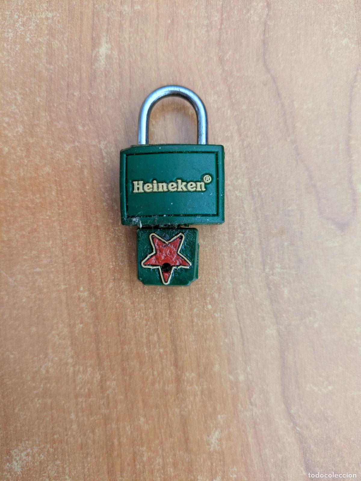 Coleccionismo de cervezas: Candado Cerveza Heineken. Merchandising Heineken Beer.